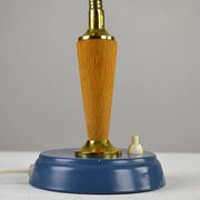 Blue Metal, Brass & Teak Table or Desk Lamp by Ringus, Sweden, 1950s