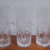 Very Beautiful Set of 3 Water or Orangeade Glasses in Cut Crystal