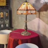 Antique art nouveau lamp with bronze base, 53x32 cm,