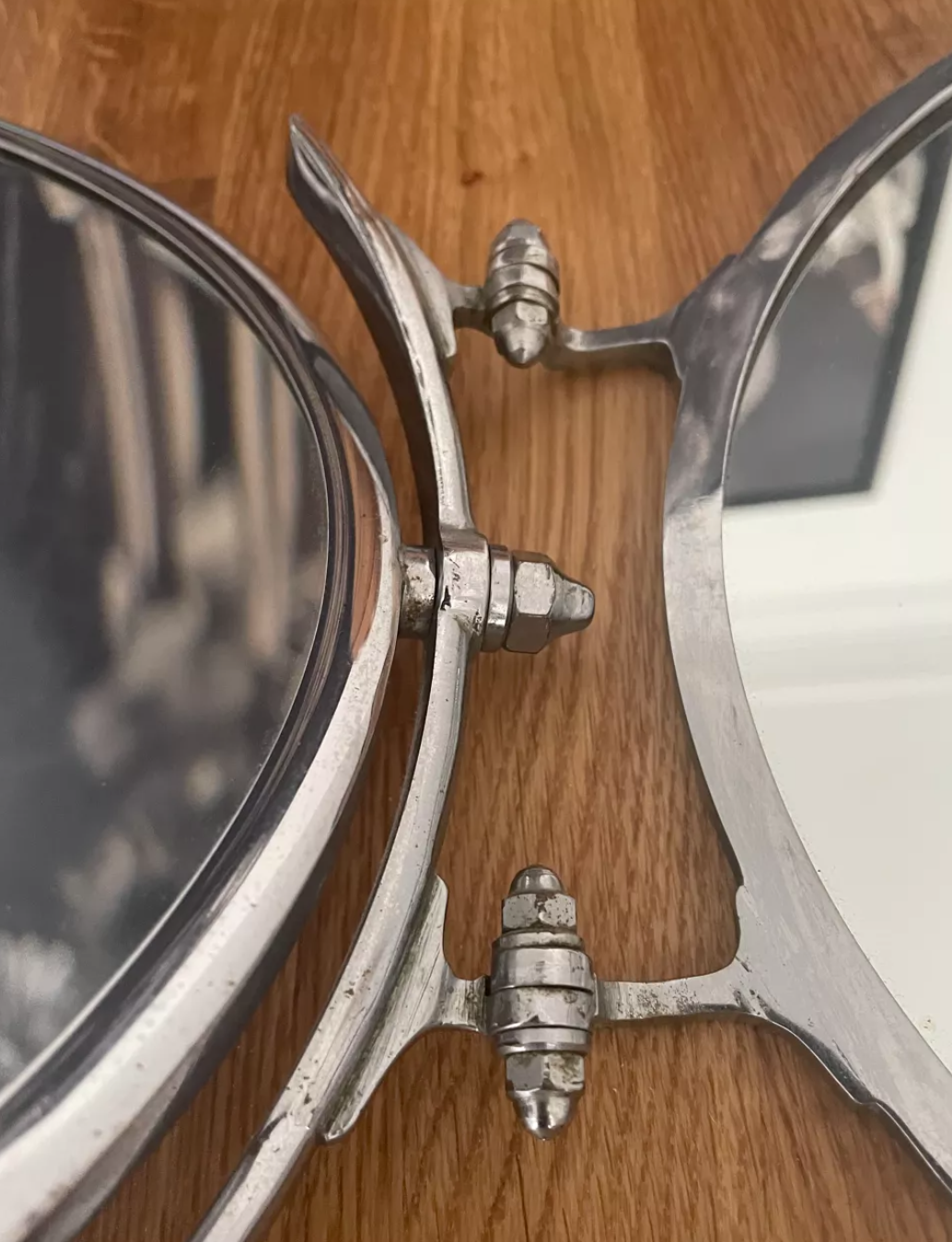 Vintage illuminated adjustable mirror, Double Brot, France 1950