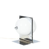 Table lamp in polished metal and opaline, 1970s