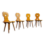 4 x chaises folk / Tyroler / en pin / 1970