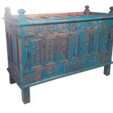Damchaya blue chest original piece old teak with secrets