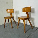 Vintage set of 2 mid century modernist beech Children's Chairs 1950s
