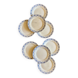 Set of 8 old flat ironstone plates - Lavoisier de Choisy le Roi
