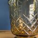 Brown smoked glass candle holder vase, height 23.5cm, geometric decoration