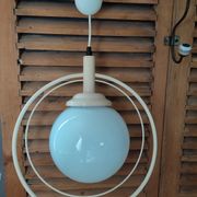 Suspension plafonnier lampe globe opaline métal écru dp 1121b67 ancien