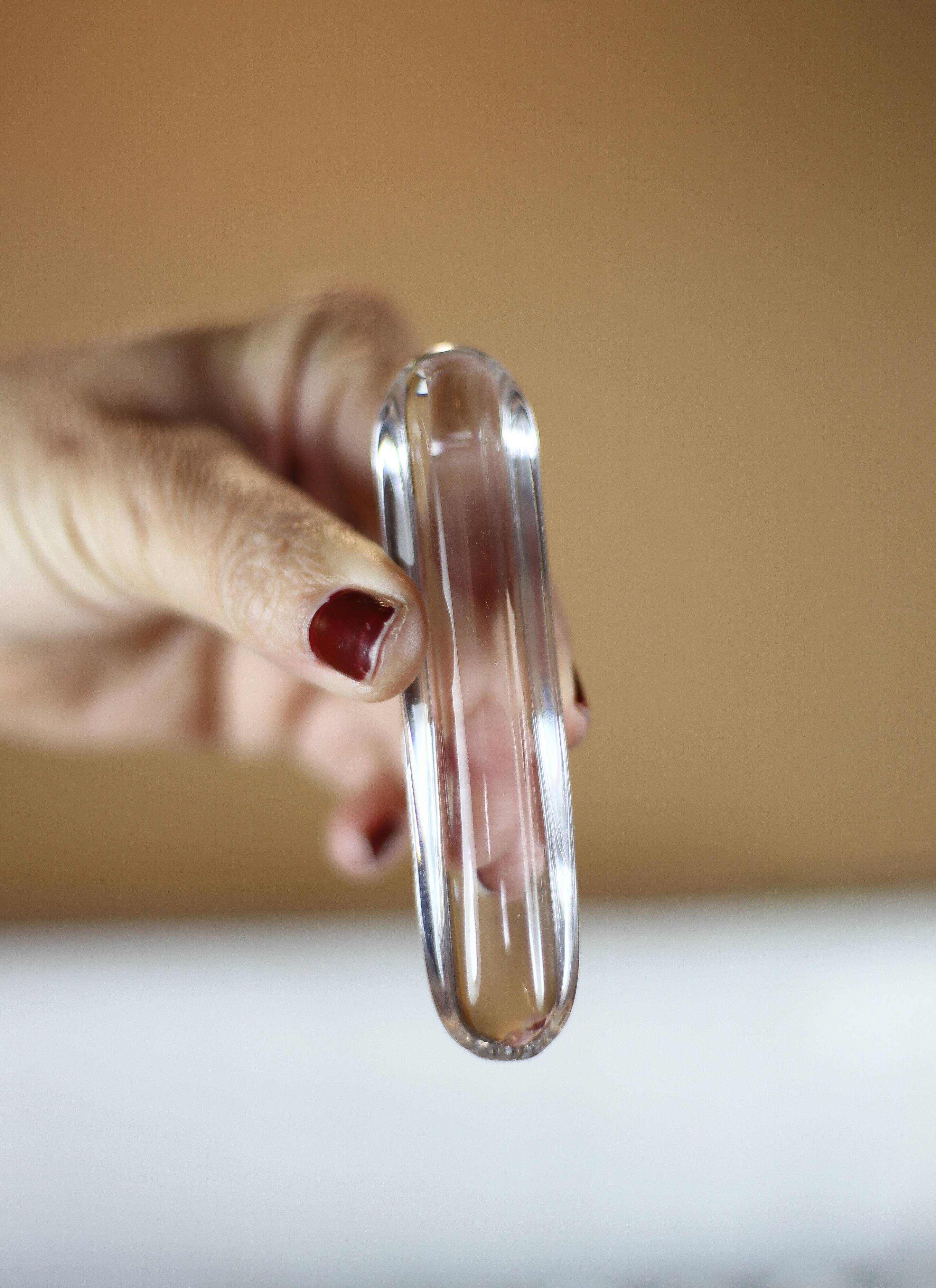 vintage knife holder X 12, Daum Cristal France knife rest, vintage signed cutlery holder