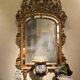 Grand miroir de mariage en bois doré français du 19ème siècle, miroir de dessus de manteau antique avec verre mercuré d'origine.