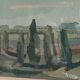 Original Swedish Oil on Paper – “Trees” by Gunnar Fohlin – Signed –
