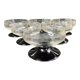 6 champagne glasses 1/2 crystal guilloché colored foot
