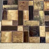 Brutalist coffee table in wrought iron and ceramic from the 70s