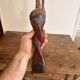 Sculpture Water Carrier Carved Exotic African Wood Curio Art Makonde