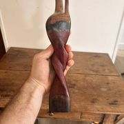 Sculpture Water Carrier Carved Exotic African Wood Curio Art Makonde