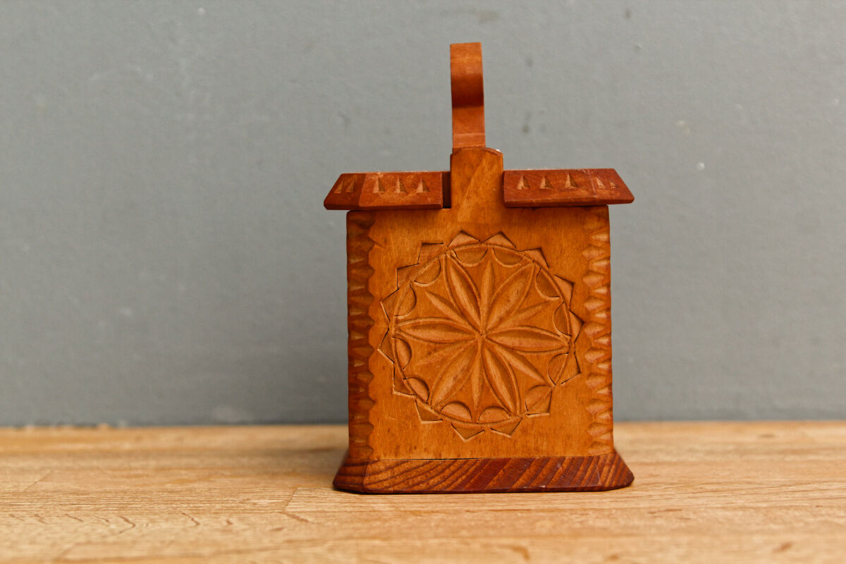 Carved wooden salt box, Savoie, Queyras