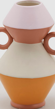 Vase in terracotta pink, ecru, orange 21cm