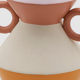 Vase en terre cuite rose, écru, orange 21cm