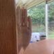 Mercurised glass mirror with solid wood