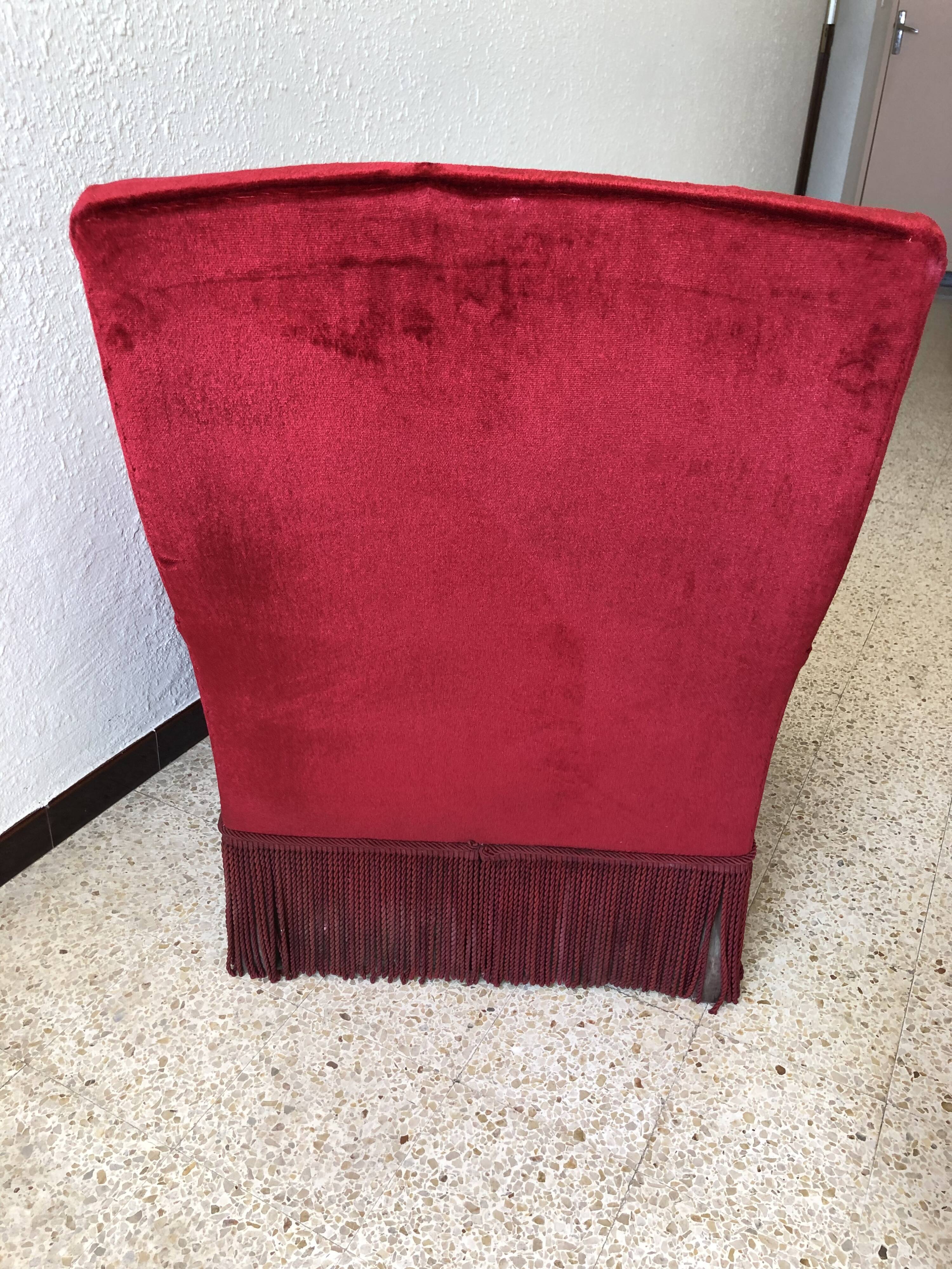 Napoleon III armchair in garnet velvet