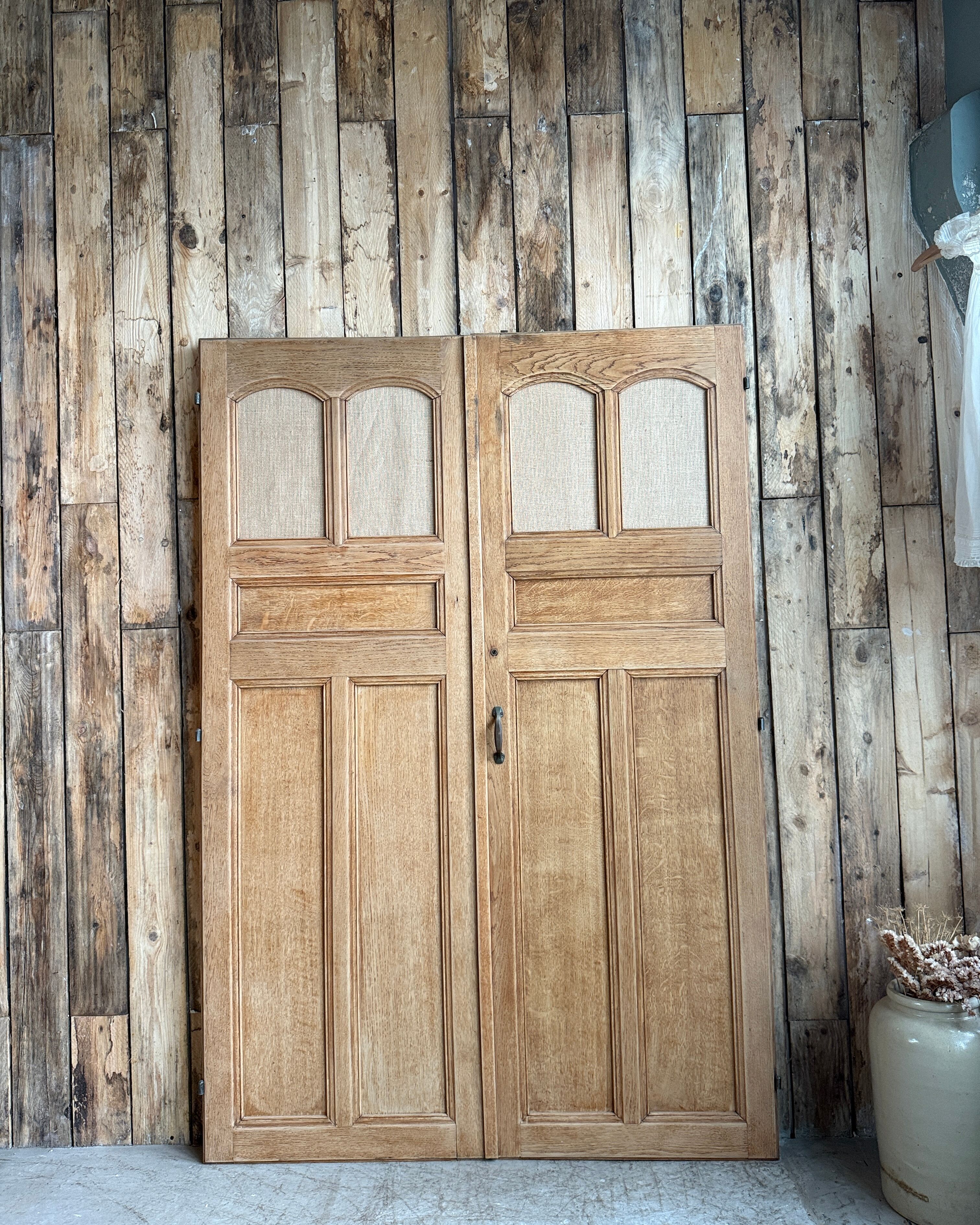 Pair of oak wardrobe doors