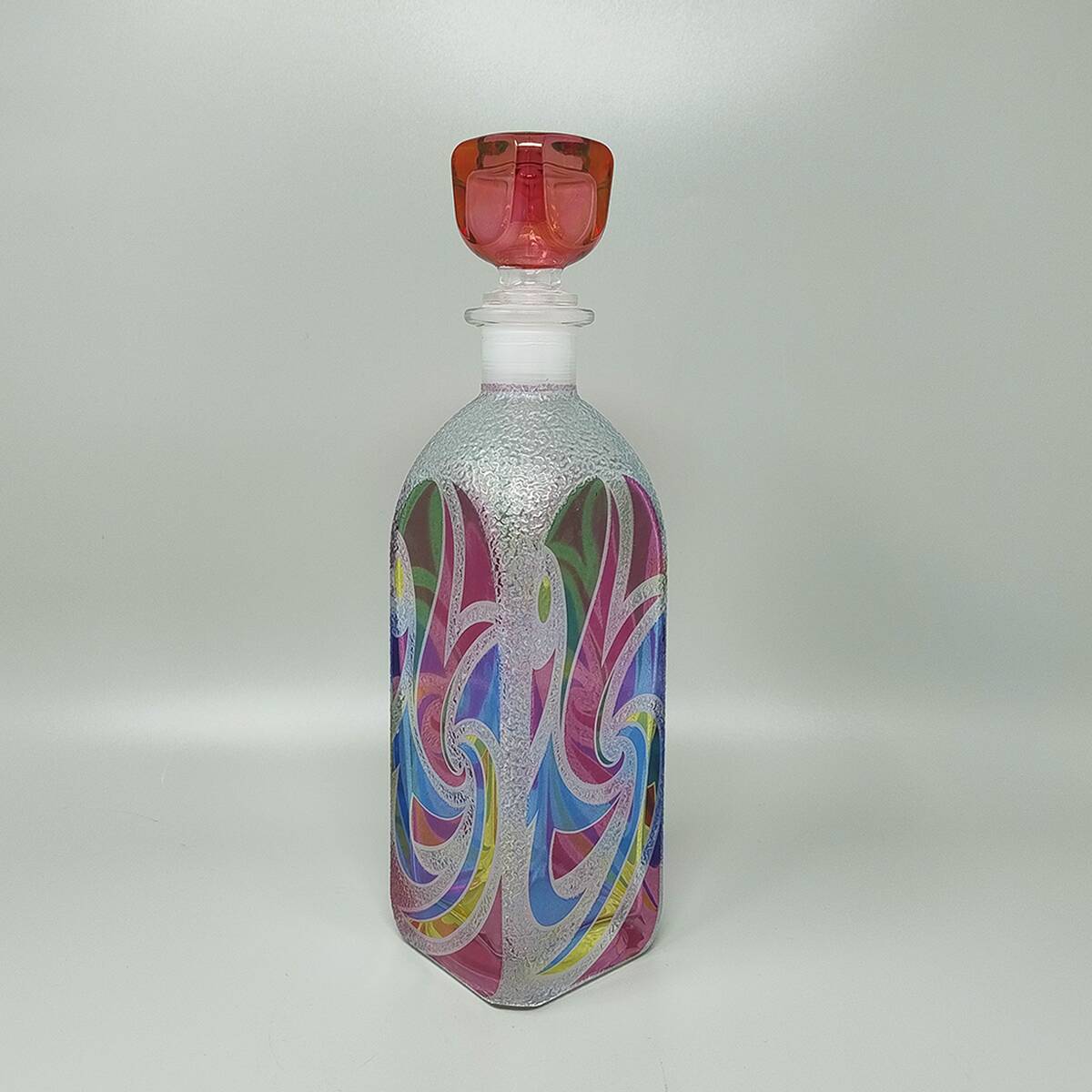 1970s Stunning Decanter or Decorative Bottle by Luigi Bormioli. Made in Ita