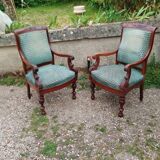 Pair of antique Louis XVI mahogany armchairs from the 19th century