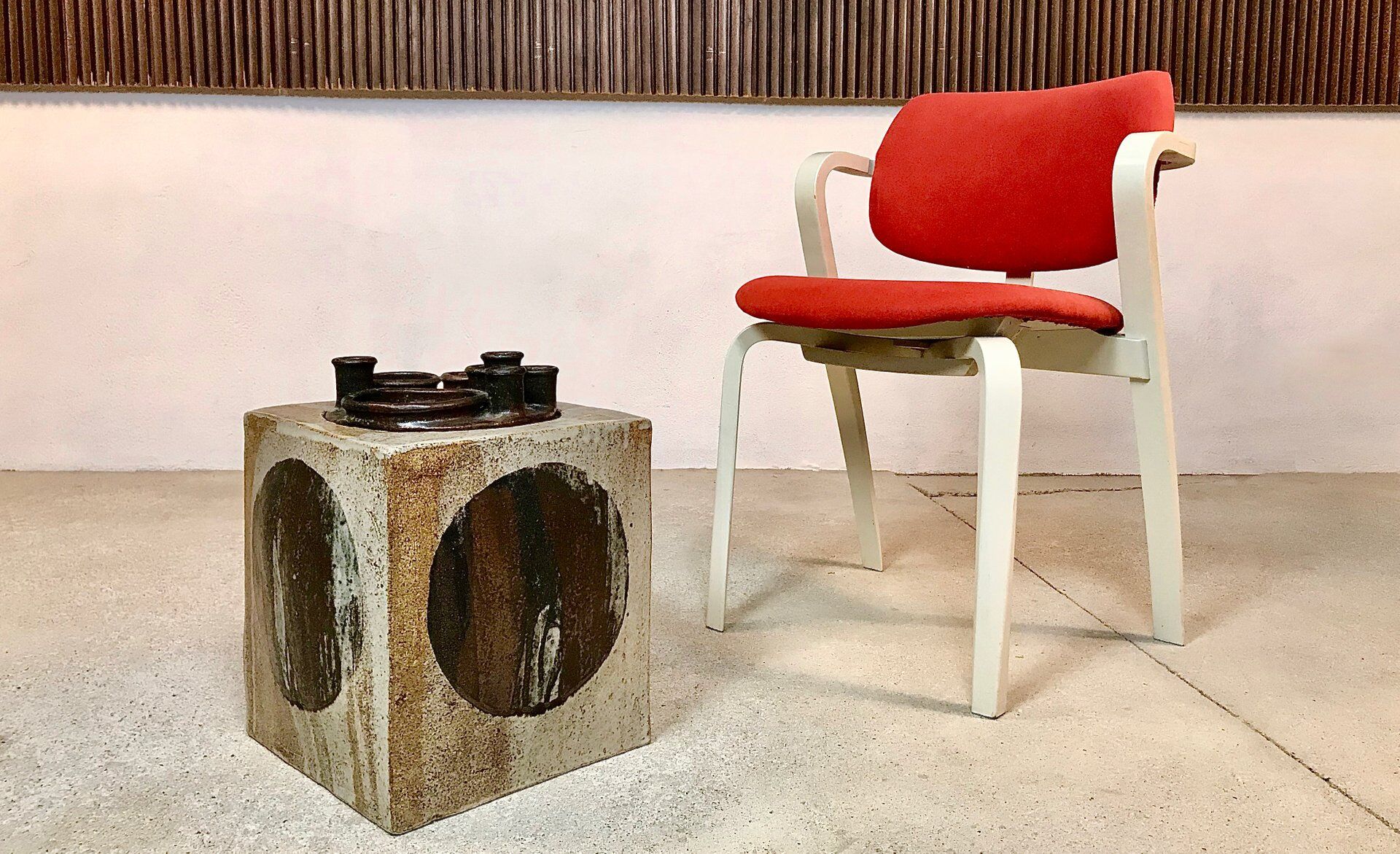 Brutalist ceramic art cube vase by Annette Merkenthaler, Germany 1960s
