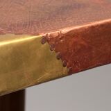 Console en cuivre et hêtre teinté Lorenzo Burchiellaro, Italie, années 1960