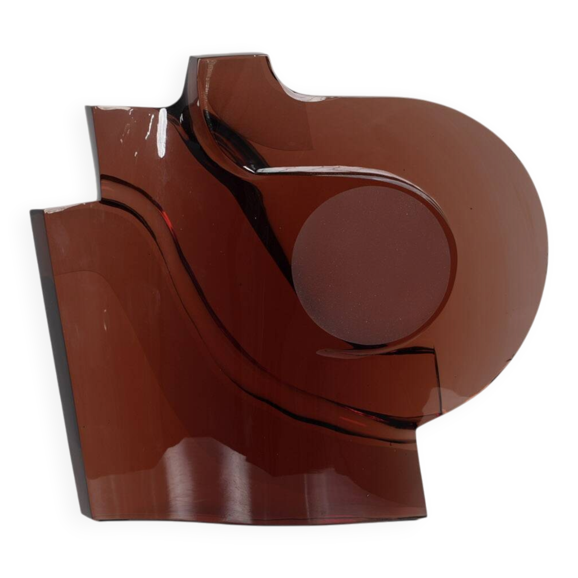 Sculpture en verre géométrique abstraite, Pays-Bas, années 1980