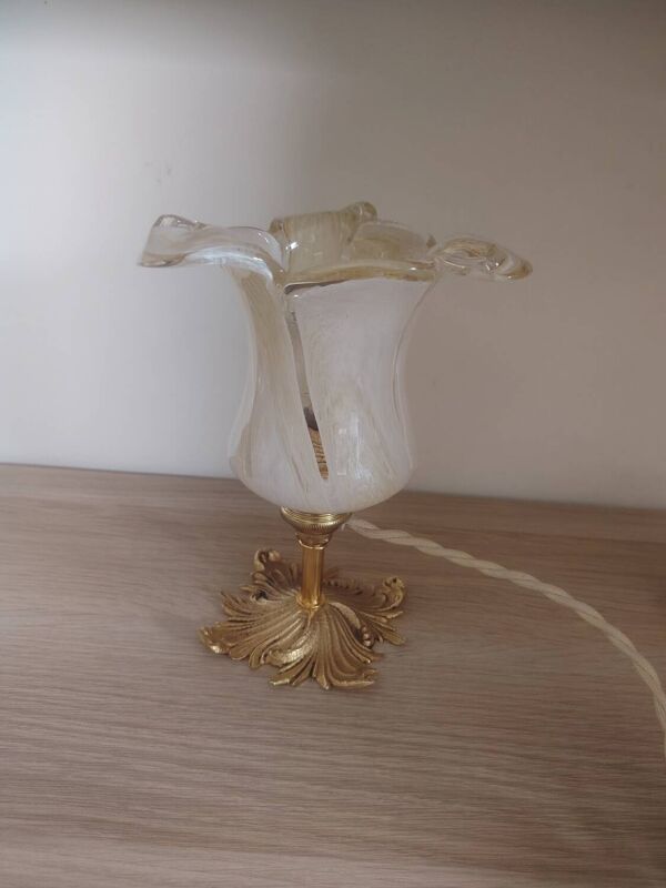 Lampe de chevet en verre de Murano formant une fleur