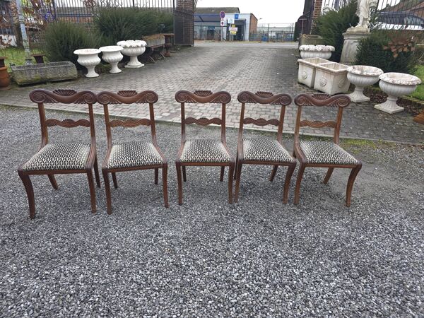 Chaises en acajou de style Régence x 5