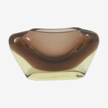 Ashtray in smoked glass, sommerso technique, murano 1960