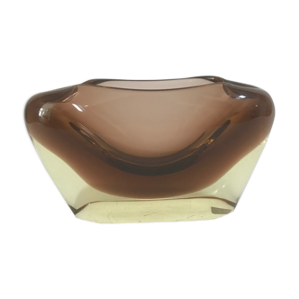 Ashtray in smoked glass, sommerso technique, murano 1960