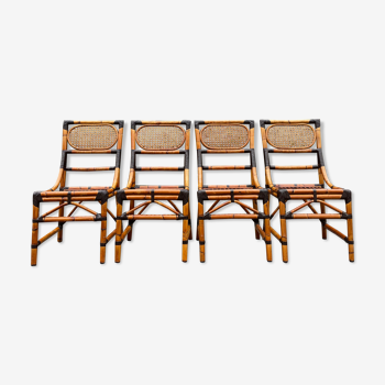 4 bamboo chairs and cannage