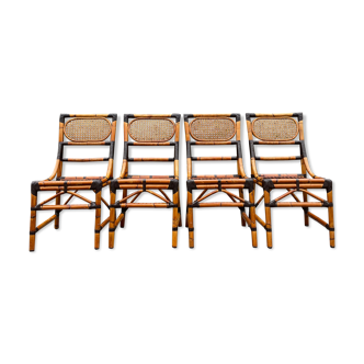 4 bamboo chairs and cannage