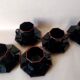 5 tasses à café Arcoroc Octime noir et rouge Années 80