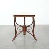 Table d'appoint Thonet ancienne du début du XXe siècle avec un plateau en pierre naturelle