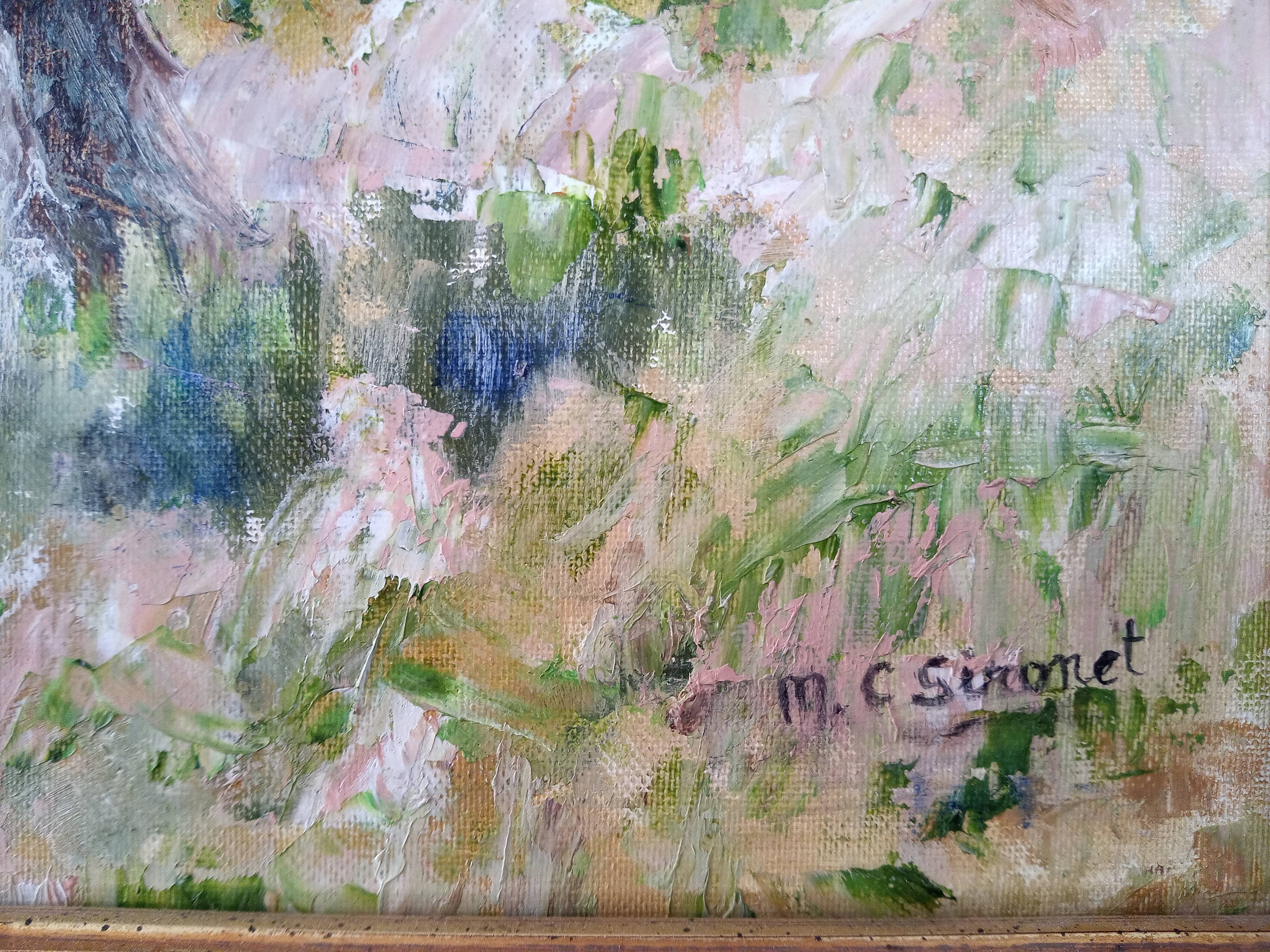 Impressionist oil on panel, spring landscape, signed, framed