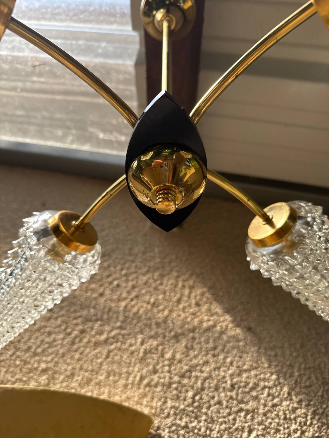 50' brass and glass chandelier
