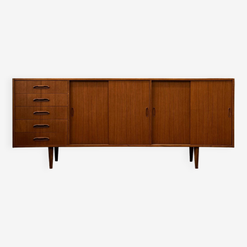 Lowboard teak chest of drawers, denmark 1960s, vintage mid-c modern