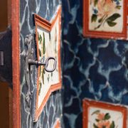 Antique hand-painted Baroque chest folk art cabinet dated solid wood Central Europe, 1865