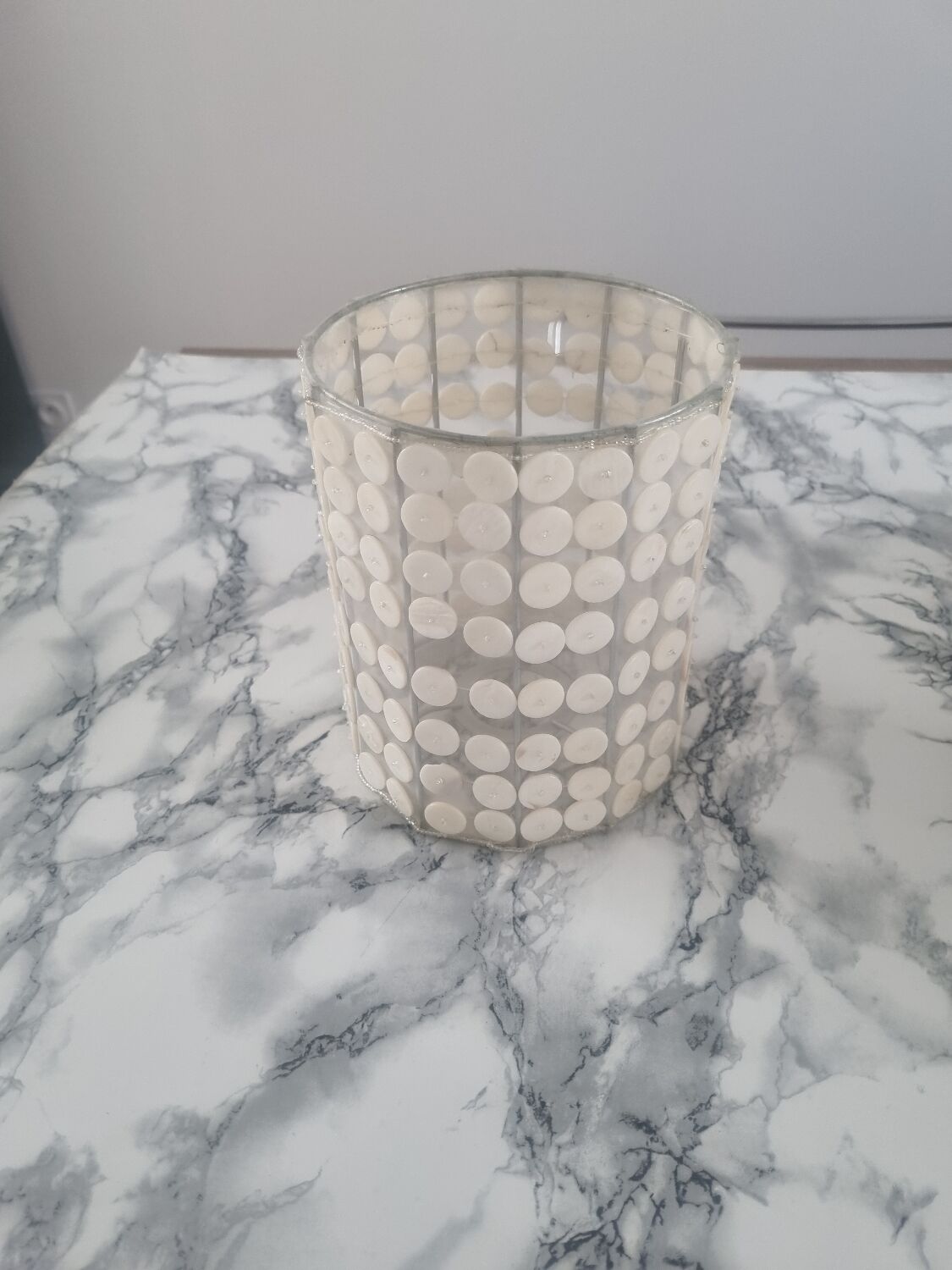 Vintage mother-of-pearl and nylon lampshade