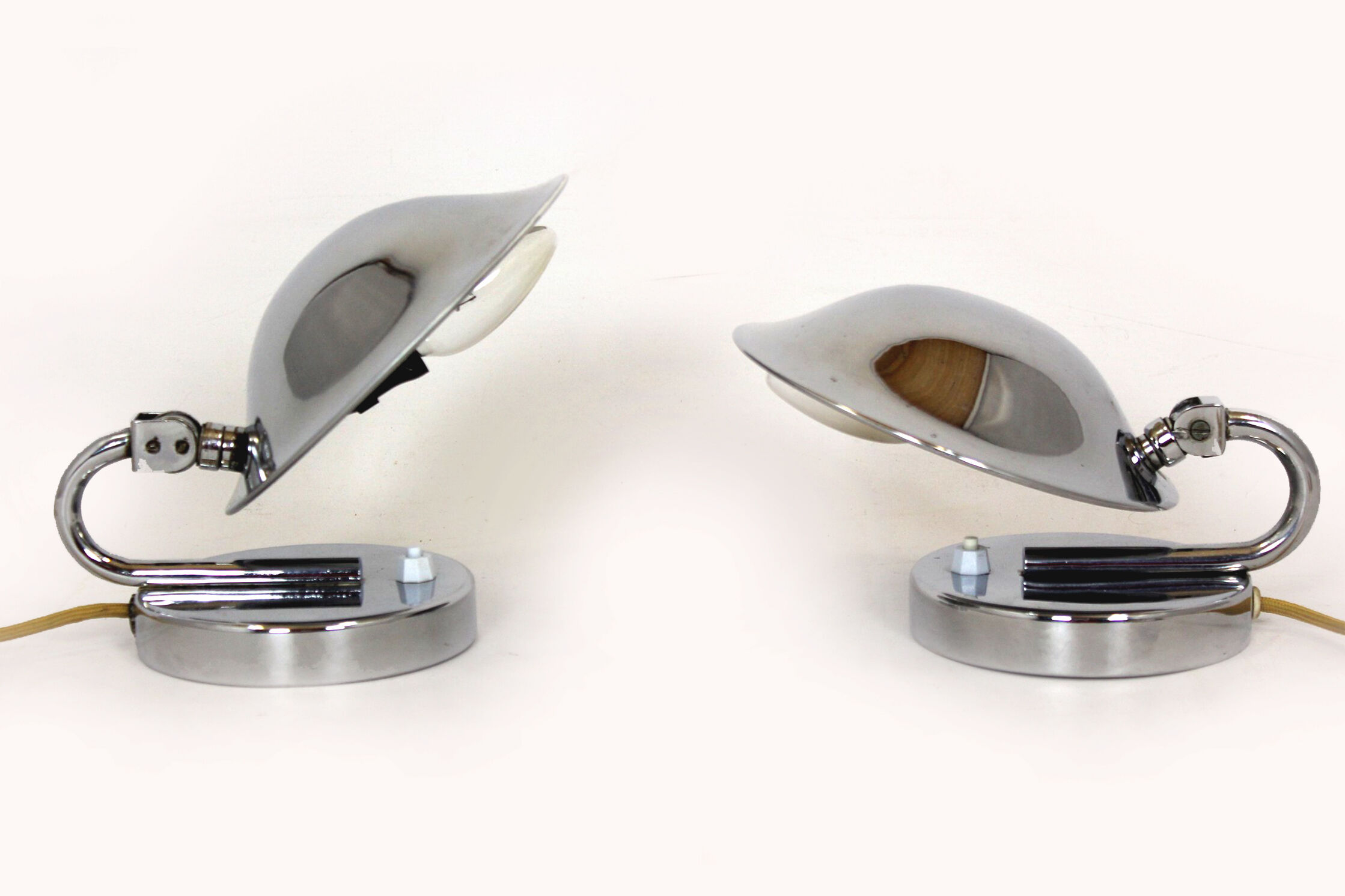 Bauhaus Style Chrome Bedside Table Lamps from Napako, Czechoslovakia, 1930s