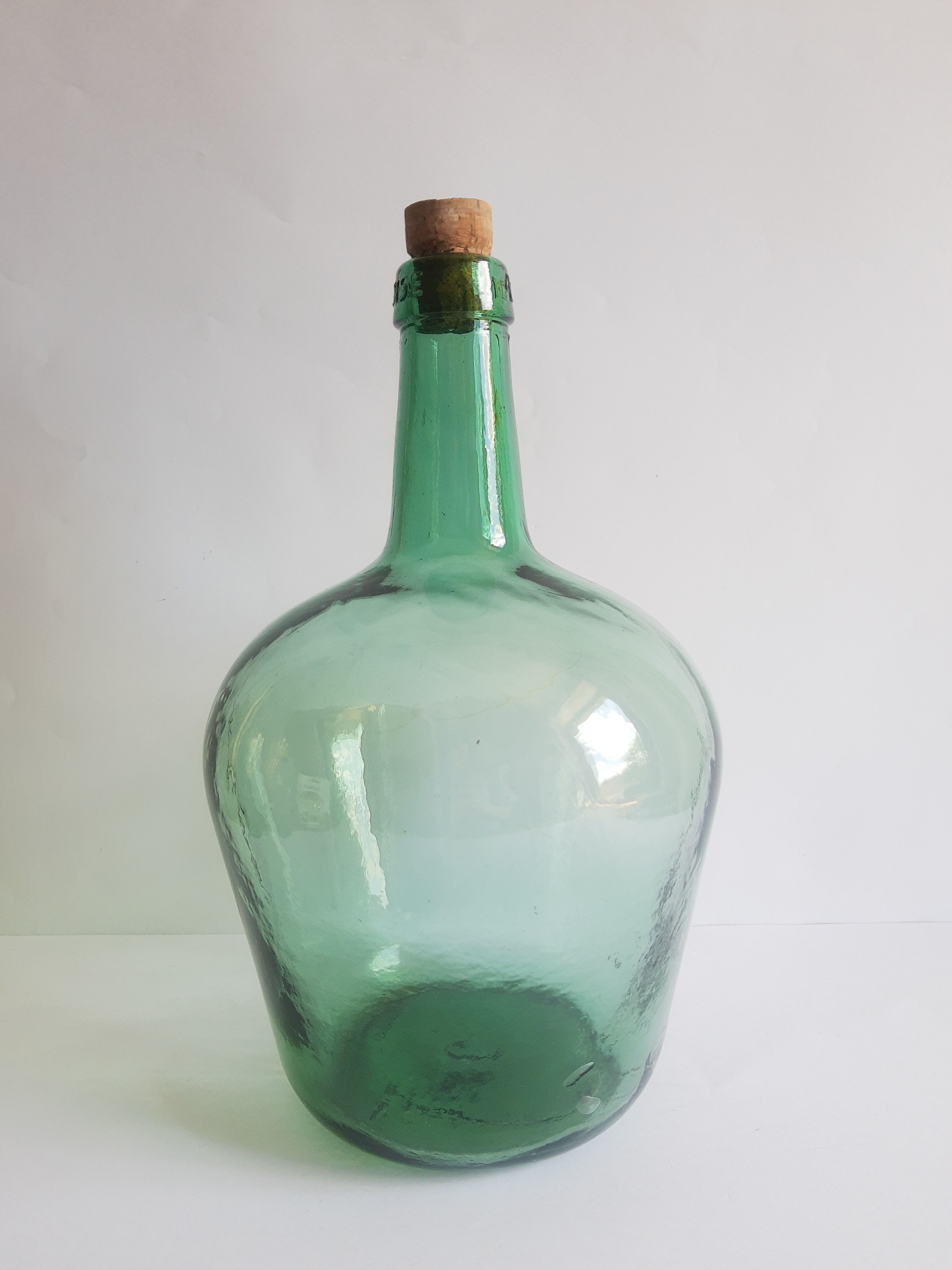 Vintage Ayelense Green Glass Demijohn