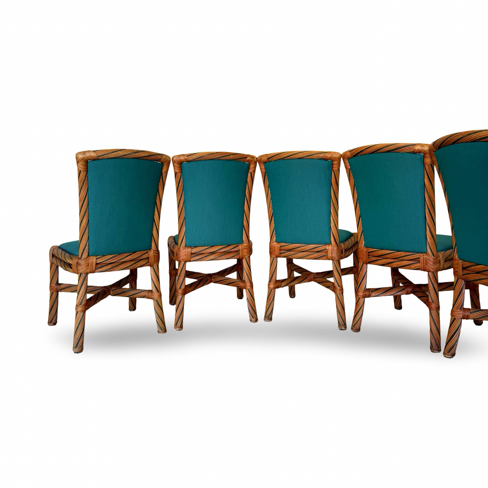Set of six vintage bamboo and rattan dining chairs