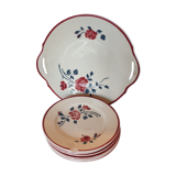 Service a gâteau en faience à decor floral