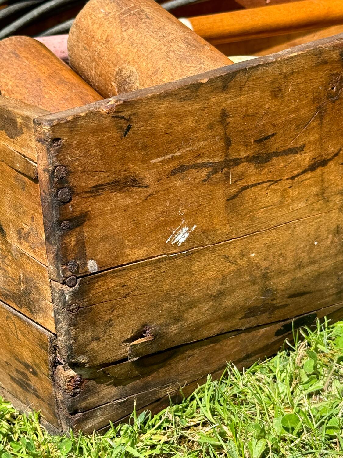 Old vintage wooden croquet game