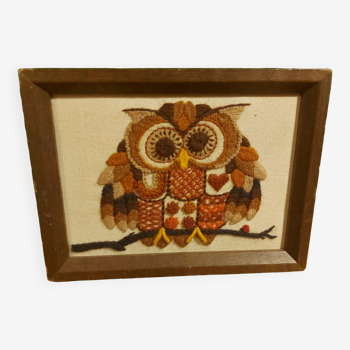 Tapestry decor of vintage owl 70'S, Sunset design