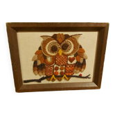 Tapestry decor of vintage owl 70'S, Sunset design