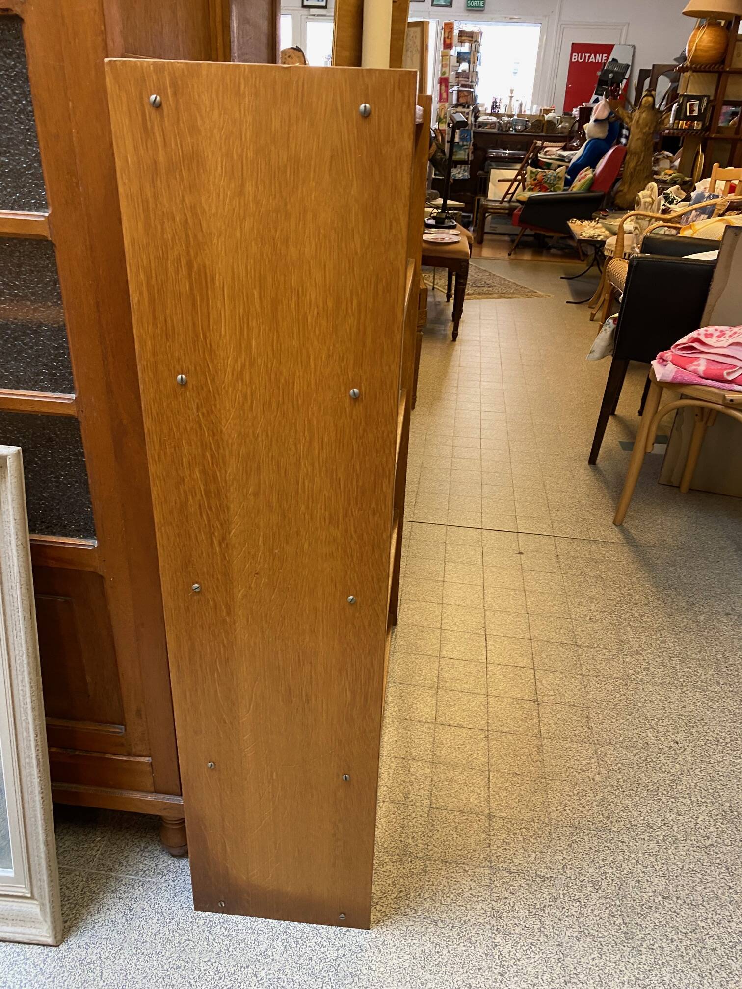 Bibus 1960s bookcase light oak with sliding glass